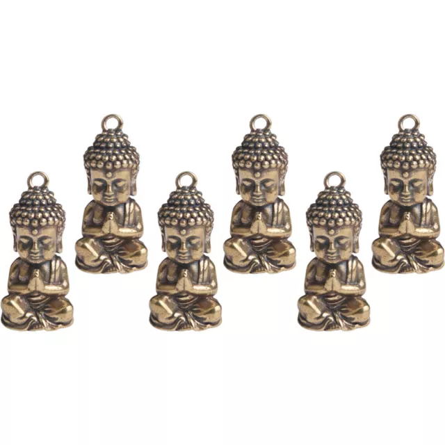 Buda Hágalo usted mismo Llave Colgante Latón Dije 6 PIEZAS Mini Figura Amuleto Cuentas Antiguo-CY