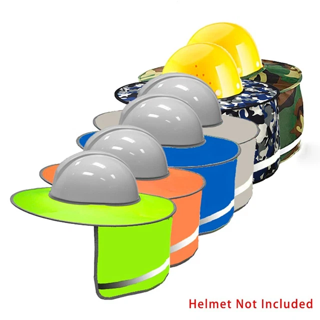 SAFETY HARD HAT Neck Shield Helmet Sun Shade Hi Viz Reflective Stripe