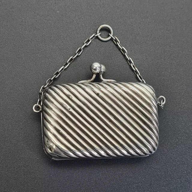 Antique Chatelaine Sterling Silver Coin Purse Birmingham Lawrence Emanuel 1891