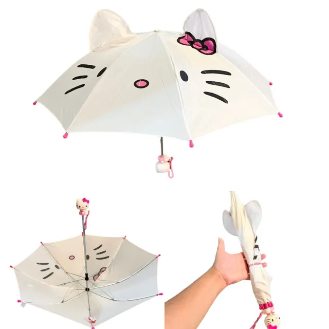 Classic Sanrio Hello Kitty Girls Kids Umbrella 2011 white Kitty Ears White Rare