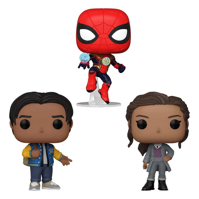 Funko Pop Lotto Pacchetto Di 3 Marvel Spider-Man No Way Casa - Mj, Ned,