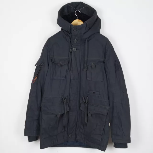 KHUJO RHOMP HOMME Veste Taille L Coton Bleu Capuche Fermeture Eclair Poches EUR 59 53 PicClick FR