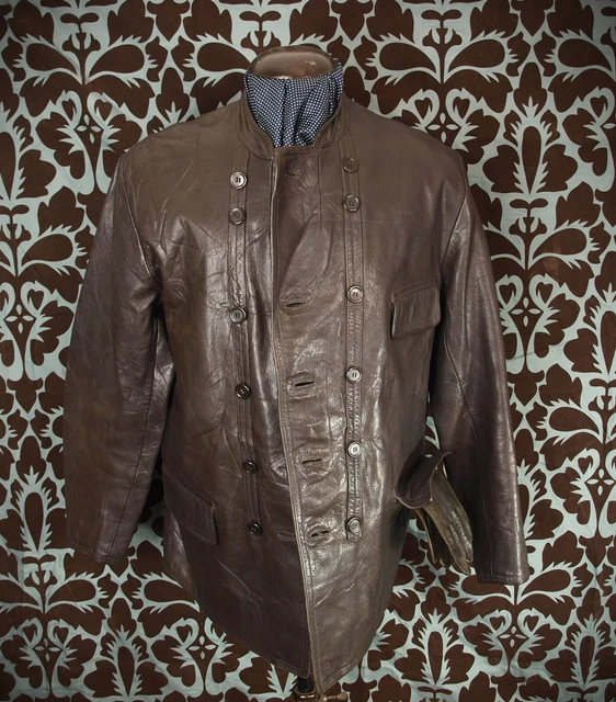VTG 40S WWII SWEDISH Dispatch Riders Leather Jacket 40 Med Slim 42 ...