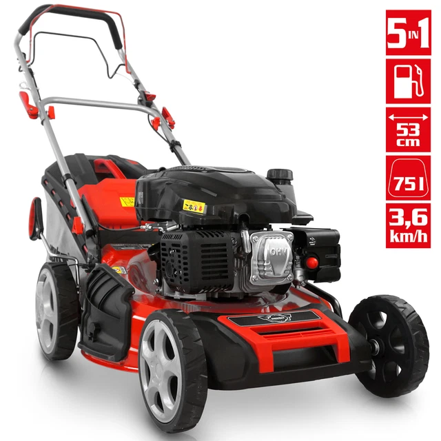 RASENMÄHER BENZIN MIT Antrieb 6 PS 53 cm Schnittbreite Motor Mulcher