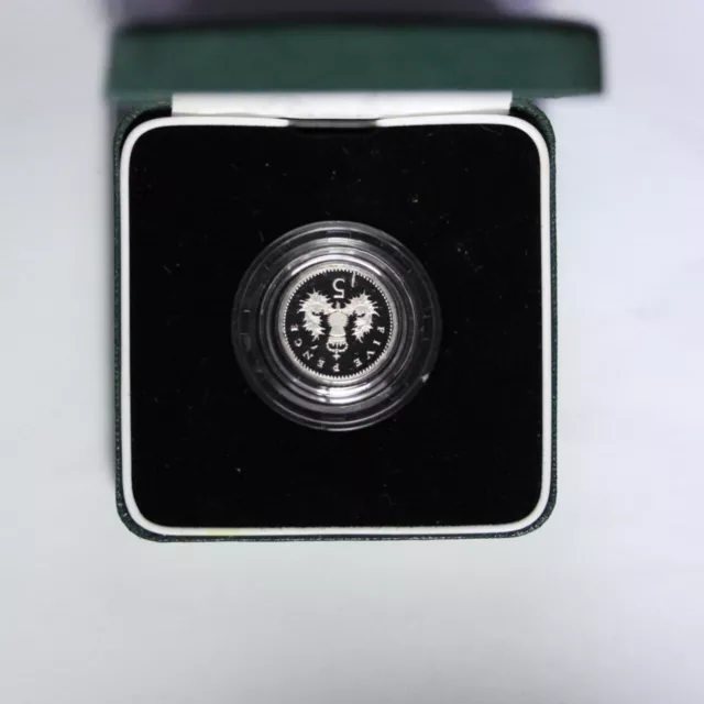 1990 UK Great Britain 5 Pence 5p Silver Proof Piedfort Coin  (3330894/E3)