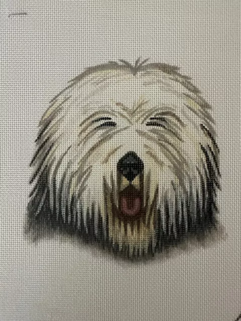 “Old English Sheepdog” Ornament HP 18Ct Canvas By Liz New