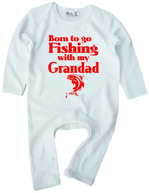 Abiti da pesca bambino ""Born to go Fishing with My Grandad"" tuta con rompicapo bambino bambina