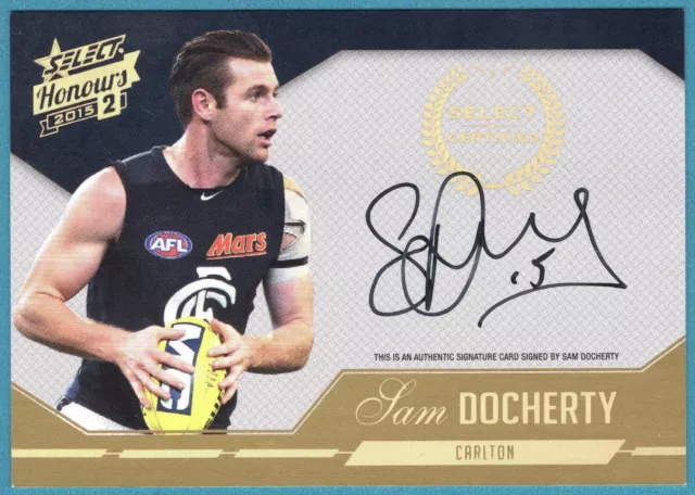 2015 AFL HONOURS 2 [CERTIFIED SIGNATURE] CARD - SCS4 Sam DOCHERTY (CARLTON) #373