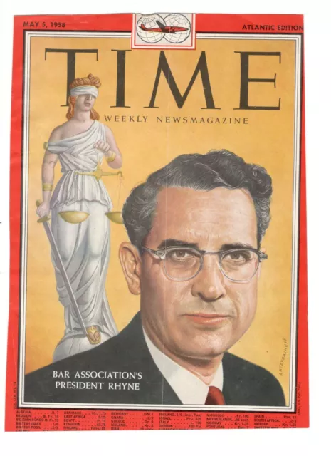 1958 Time BAR Associations President Rhyne Only Cover Original to Frame