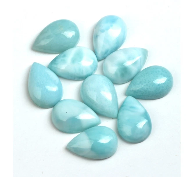 Naturel Larimar Poire Cabochon Dos Plat Qualité AAA Pierre Précieuse En...
