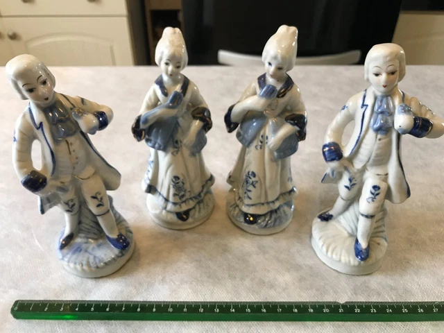 3 Figurines Céramique Corée - Personnages Blancs - Statuettes Déco Adulte