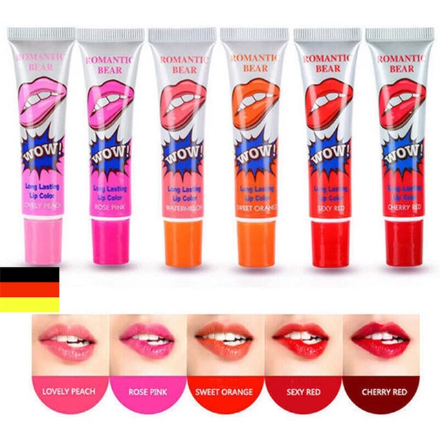 6 piezas Tattoo Peel Off Mask tinte un brillo labial permanente lápiz labial DE