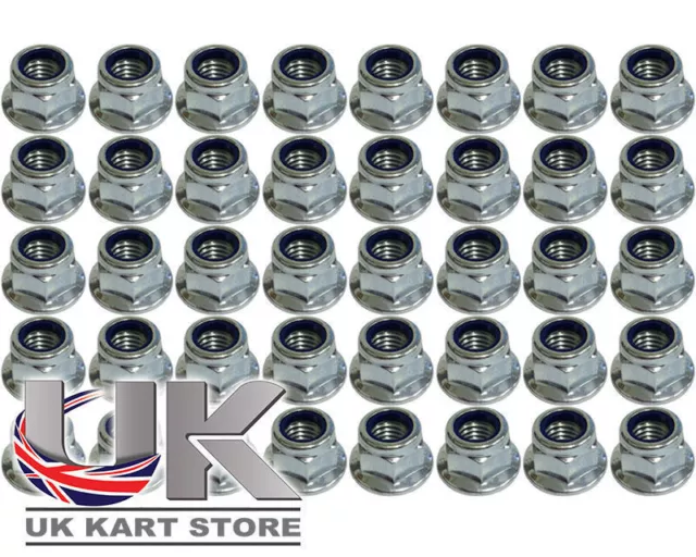 Flanged Nyloc Nut M8 - Pack of 40 - Kart, Bike, Motorcycle, Rotax, Honda Go Kart