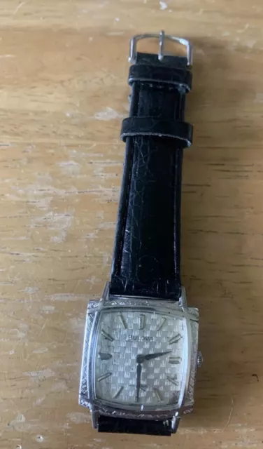 Bulova White 10k Rolled Gold Plate Men’s Vintage Wristwatch