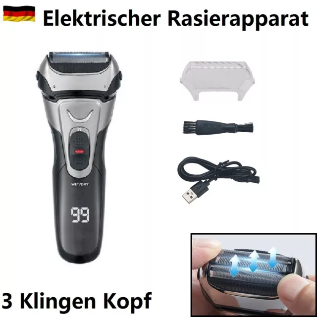 Rasierer Herren Elektrischer Rasierapparat Elektrorasierer Nass/Trocken-Rasierer