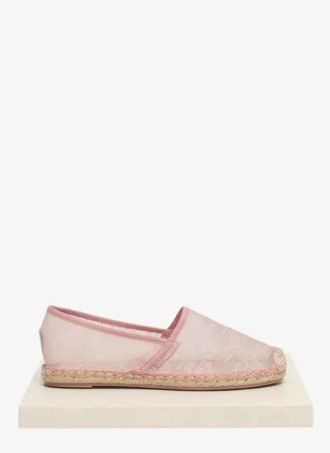 Valentino Pink Chantilly Lace Mesh Espadrilles Flats Size 40