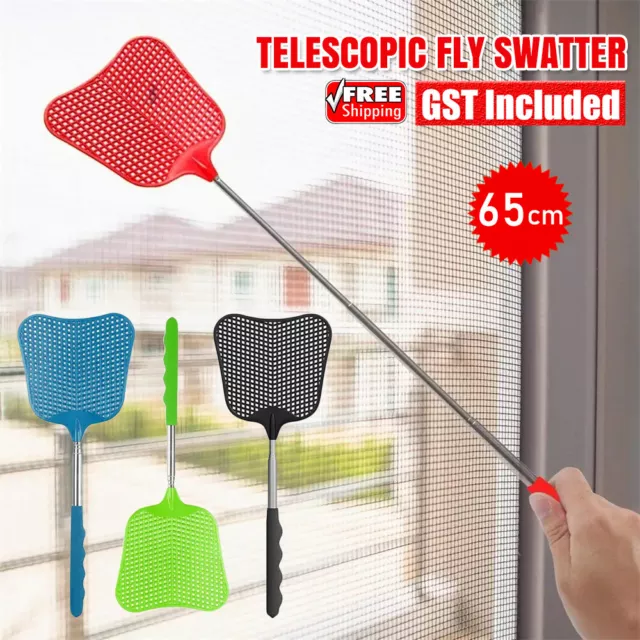 4Pcs of Big Fly Swatter Extendable Handle Telescopic Insect Mosquito up to 65cm