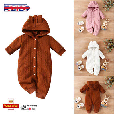 Newborn Baby Boy Girl Kids Bear Hooded Sweater Clothes Romper Jumpsuit Outfits