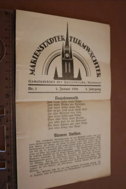 tolles altes Blatt - Marienstädter Turmwächter - Gartenkirche Hannover 1926