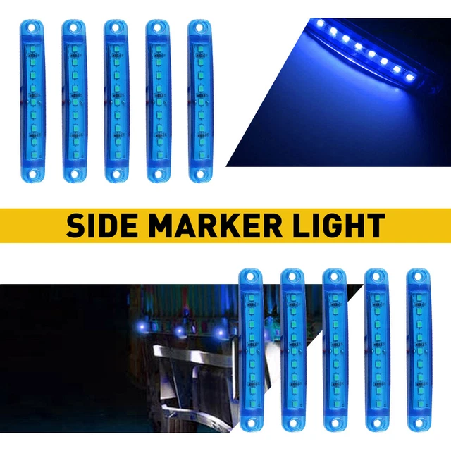 10x Blue Clearance Side LED Marker Bullet Trailer Truck License Plate Light