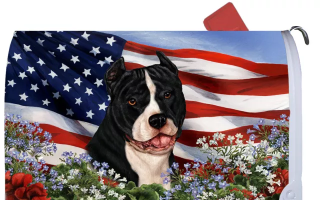 Magnetic Mailbox Wrap (Patriotic) - American Pit Bull Terrier 09405