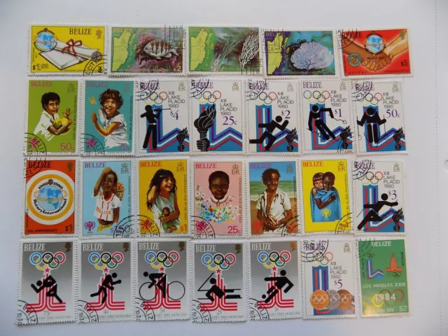 BELIZE Collection of USED COMM. stamps off paper -4-7-A-LARGE PICTORIALS