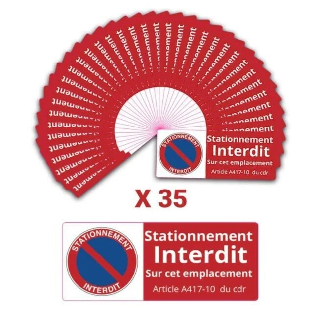LOT DE 35 Autocollants,Stationnement Interdit, dissuasif  ,voitures mal garées