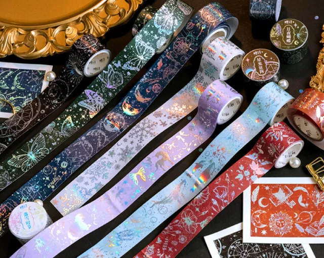 Washi Tape 30mm Maskingtape 3m mit Hologramm Folie Vintage Scrapbook Klebeband