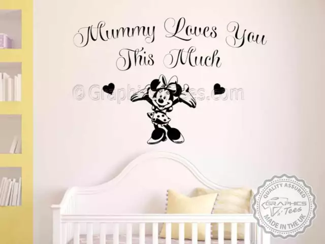 Nursery Wall Sticker Quote, Minnie Mouse, Baby Girls Bedroom Playroom Decal