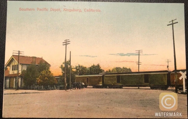Southern Pacific Depot Kingsburg Ca Fresno County Sepia RR SP Train Postcard S42