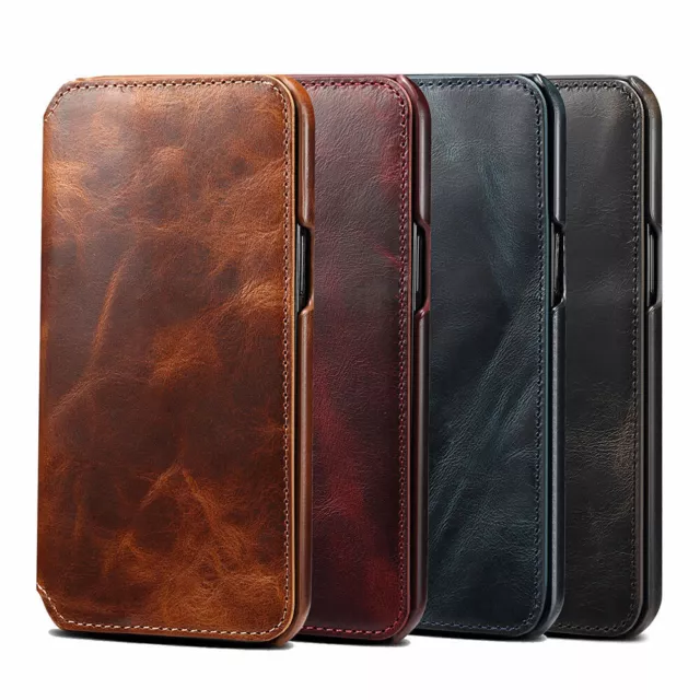 Luxury Genuine Leather Wallet Card Slot Flip Case Cover For iPhone 12 13 Pro Max 2