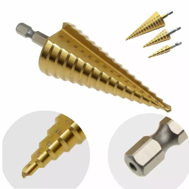 4-12 4-20 4-32 HSS Titanium Coated Step Metal Drill Bit Drilling Power Tools