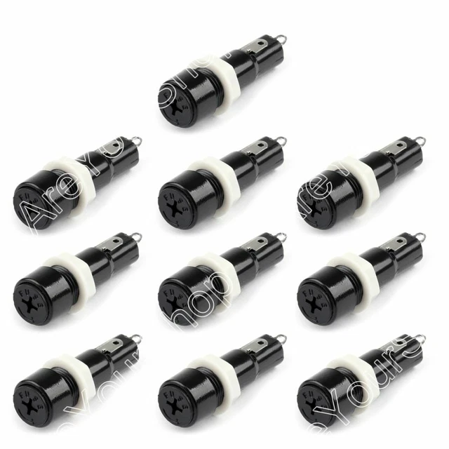 10Pcs 24-14 Awg Panel Portafusibili 5Mm X 20Mm Mount Power 10A 250V