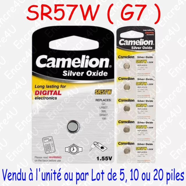 Pile Bouton SR Oxyde d'argent 1,55V : SR57W G7 195 395 SR927 LR927 : x 1 5 10 20