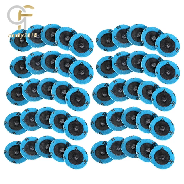 50× 2" 36 Grit Zirconia Roll Lock Die Grinder Sanding Grinding Disc Quick Change