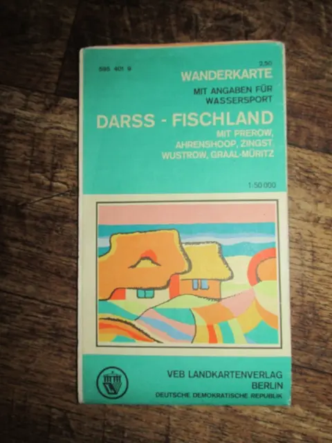 Darss - Fischland- alte DDR Wanderkarte  mit Angaben Wassersport von 1971
