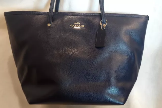 NWT Coach 4454 Zip Top Tote Bag In Crossgrain Leather Carryall SILVER/RACER  BLUE