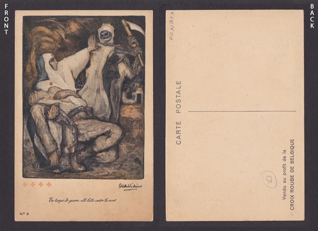 BELGIUM, Postcard, En temps de guerre, elle lutte contre la mort, Red Cross WWI