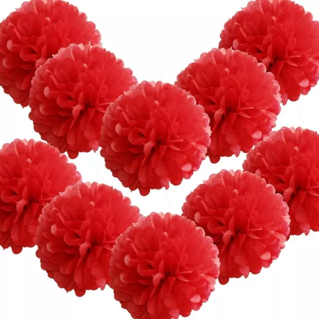 10 x Tissue Paper Pompoms Pom Poms Flower Balls Fluffy Wedding Party Decoration