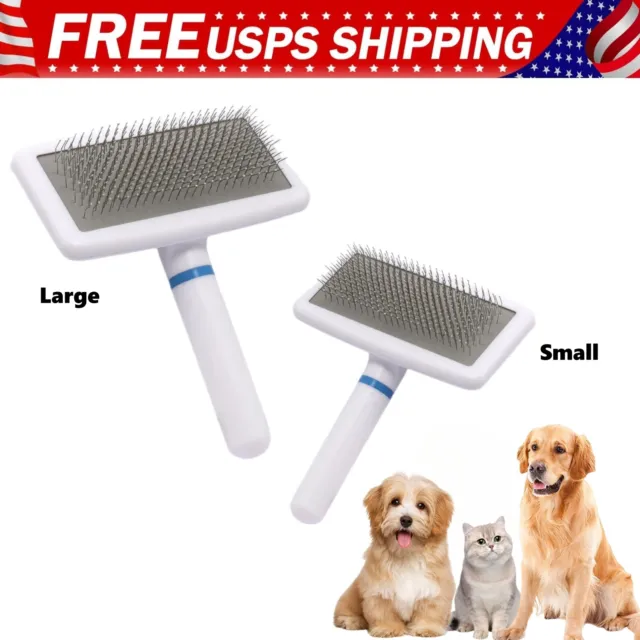 2PCS Pet Grooming Brush Dogs Cats Shedding Slicker Brush with Massage Particles