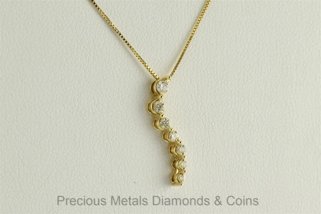 14k Yellow Gold .25tcw Descending Diamond Journey Pendant 19.5" Chain
