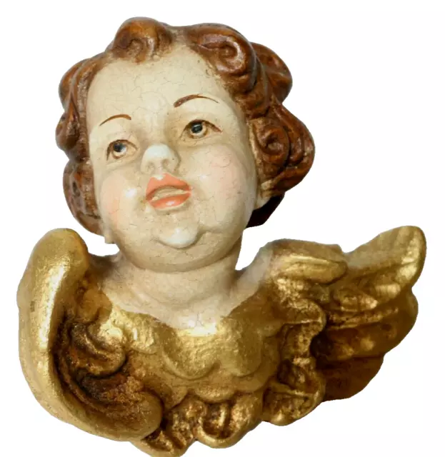 Antiguo Tallado Holzengel Figura de Madera Ángel Putto Querubines