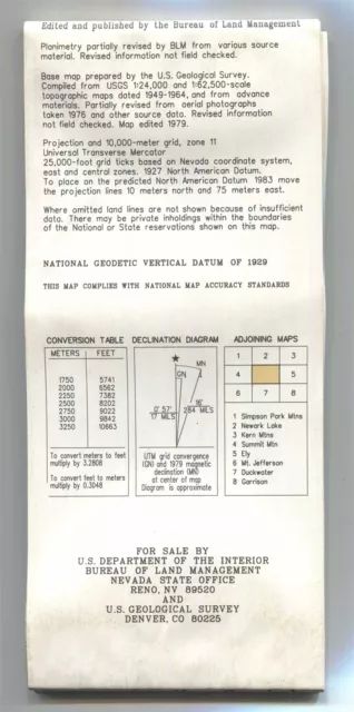 USGS BLM edition topographic map Nevada MT. HAMILTON -1995- mineral 100K 2