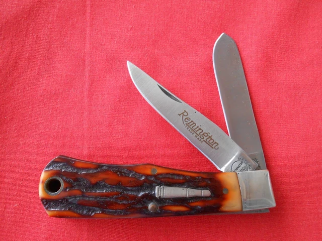 Remington R1178 2 Blade Trapper Bullet Brown Handles 1991 Knife