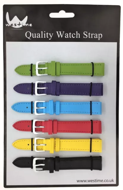 6 x Wholesale Job Lot Regular Bright Colour Leather watch straps 6mm to 24mm