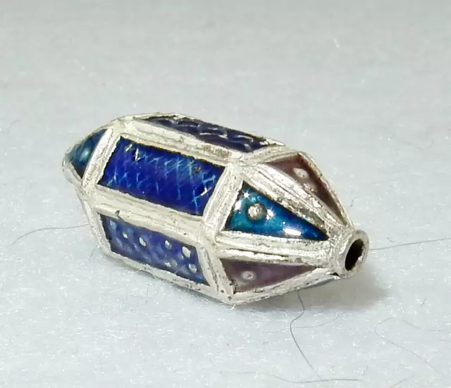 Vintage 11mm Chinese Cloisonne Blue Enamel Lantern Bead NOS