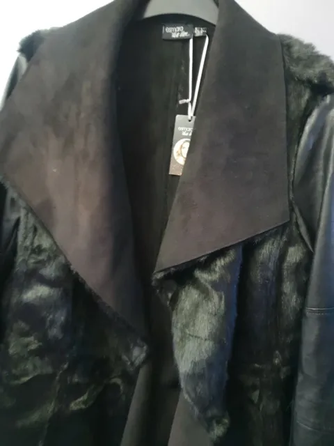 ESMARA BY HEIDI Klum Faux Fur Jacket with Faux Leather Sleeves UK14 L ...