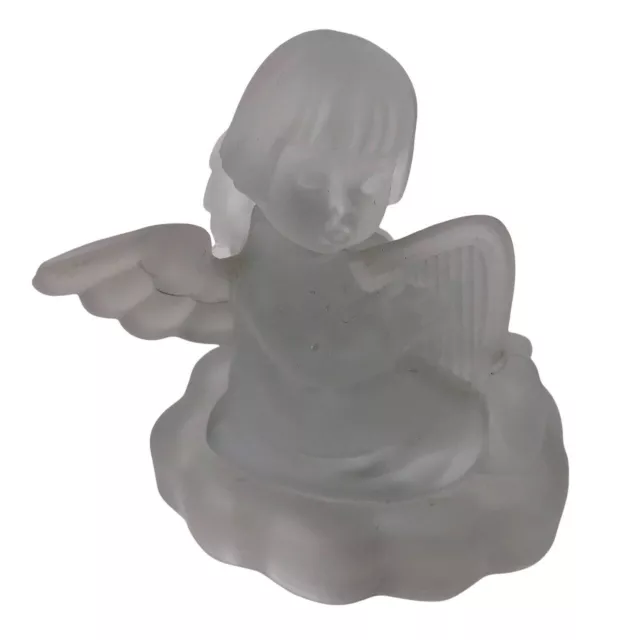 Avon Frosted Glass Angel With Harp Candle Holder Goebel Hummel 1995 Gift Crystal