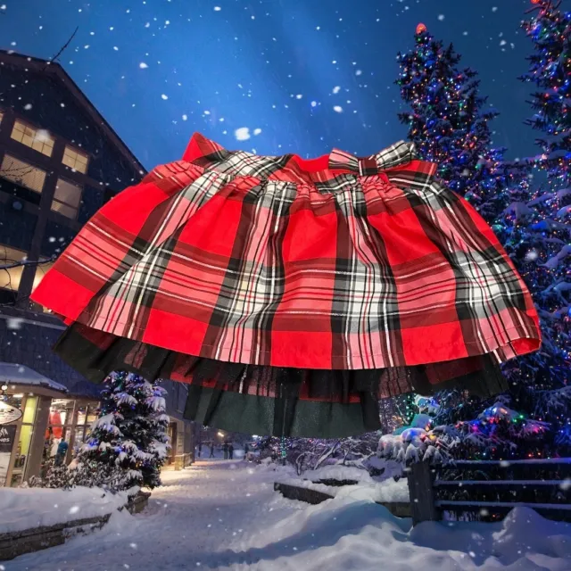 Sonoma Girl Plaid Skirt Size 3T  Red Black Silver Plaid Christmas Holiday