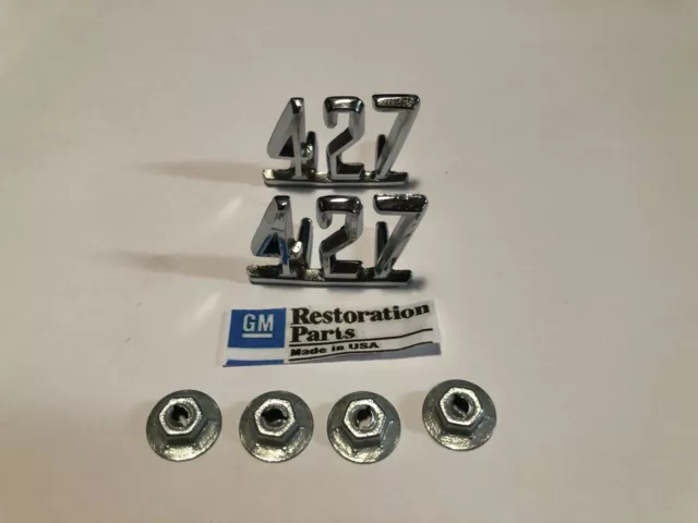 67 68 69 Fender Emblem "427" Camaro, Nova, Chevelle, Impala, Fullsize